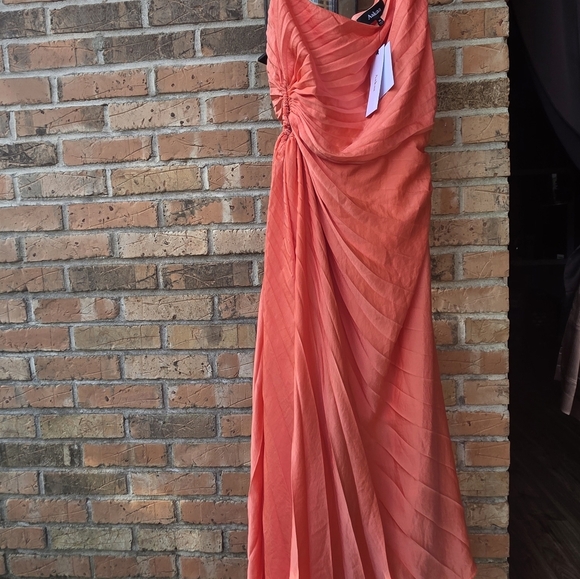 Elegant One-Shoulder Coral Dress - Picture 6 of 7